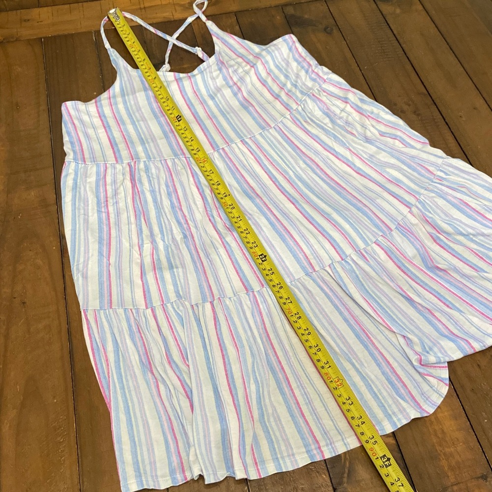 Tommy Bahama Womens Blue Pink Striped Tiered Mini Dress Cover Up TW32611 Medium - Picture 7 of 8